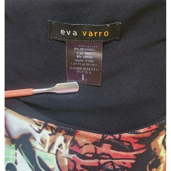 Eva Varro Abstract Art Asymmetrical Tunic Top Large Black Edgy Boho Artsy - Picture 8 of 10